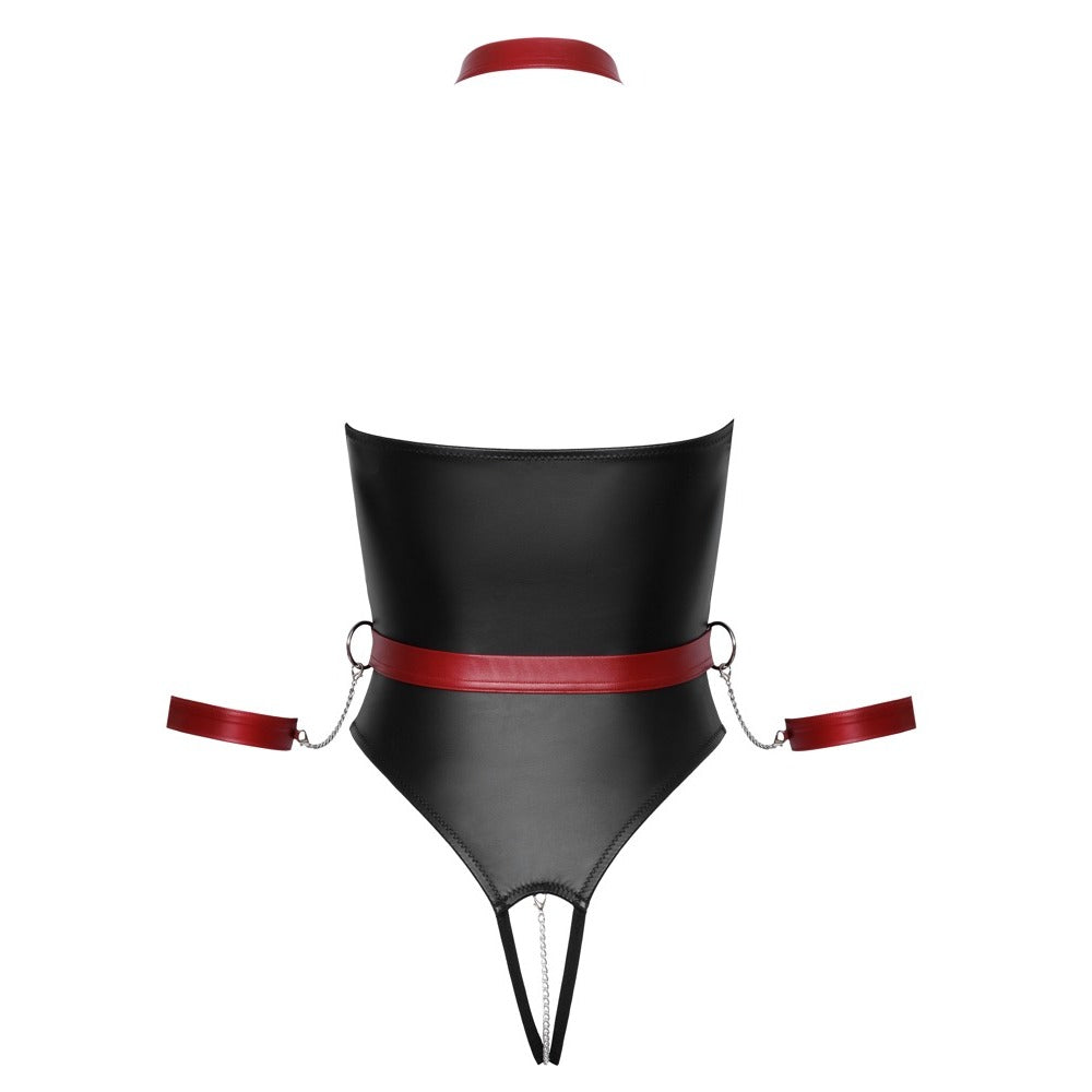 Cottelli Black and Red Strapless Crotchless Bodysuit