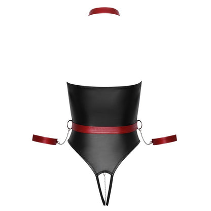 Cottelli Black and Red Strapless Crotchless Bodysuit
