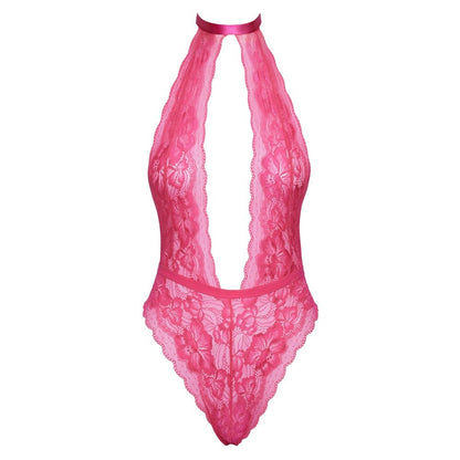 Kissable Pink Lace Halterneck Body with Cut-Out Design