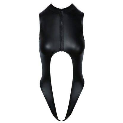 Cottelli Black Matte Open Body with High Neck and Zip