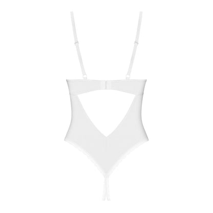 Obsessive White Crotchless Body with Adjustable Straps
