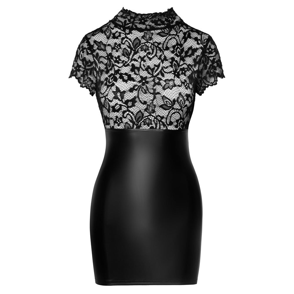 Glamourous Boutique Black Lace Mini Dress with Open Back