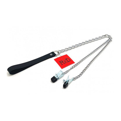Exquisite Leather Black Nipple Clamps with 40cm Chain