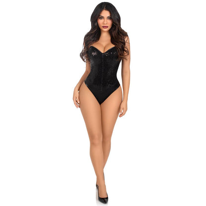 Leg Avenue Black Sequin Bodysuit with Adjustable Straps