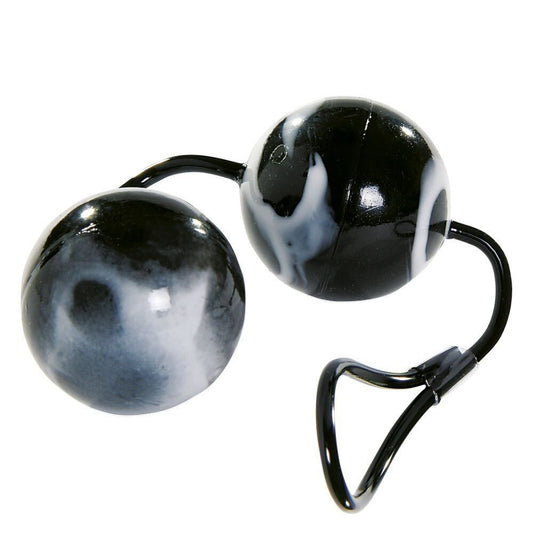 Innovative Pleasure Duo Balls Black and White Marbled Design