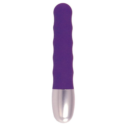 Discretion Luxury Purple Chrome Ribbed Mini Vibrator