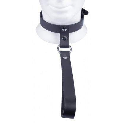 Genuine Leather Red Play Collar with Short Leash