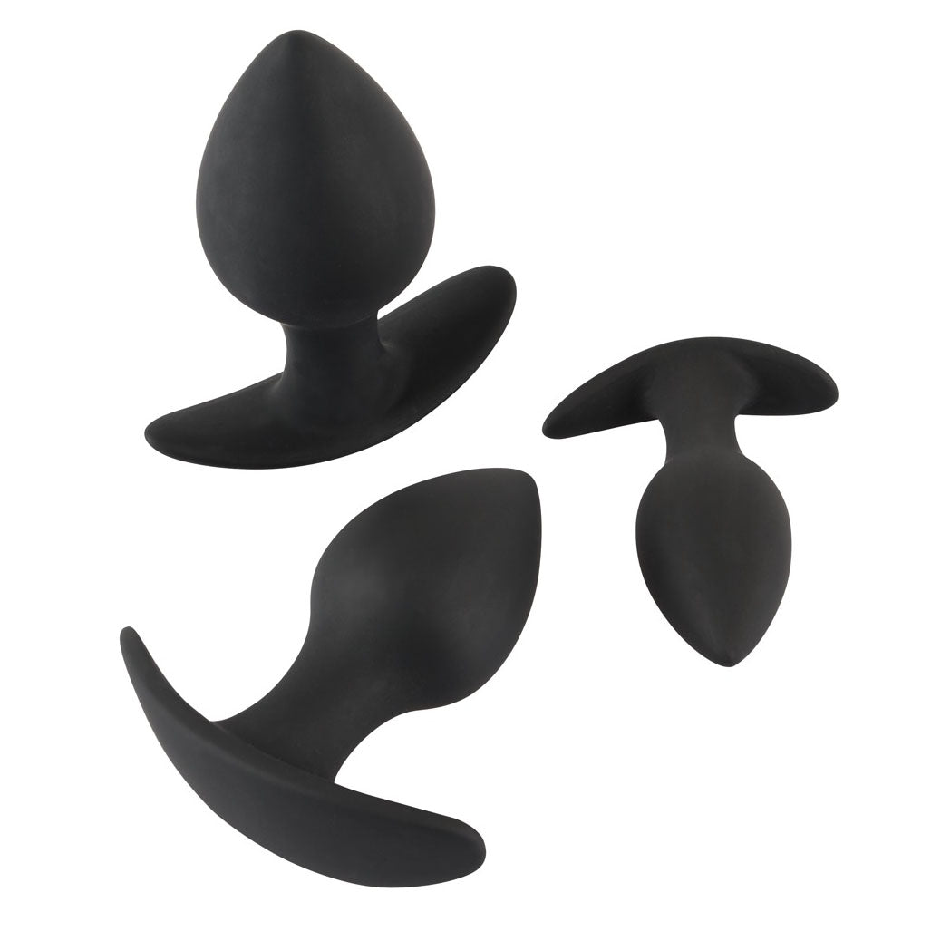 Velvet Bliss Black Silicone Anal Training Set Three Sizes