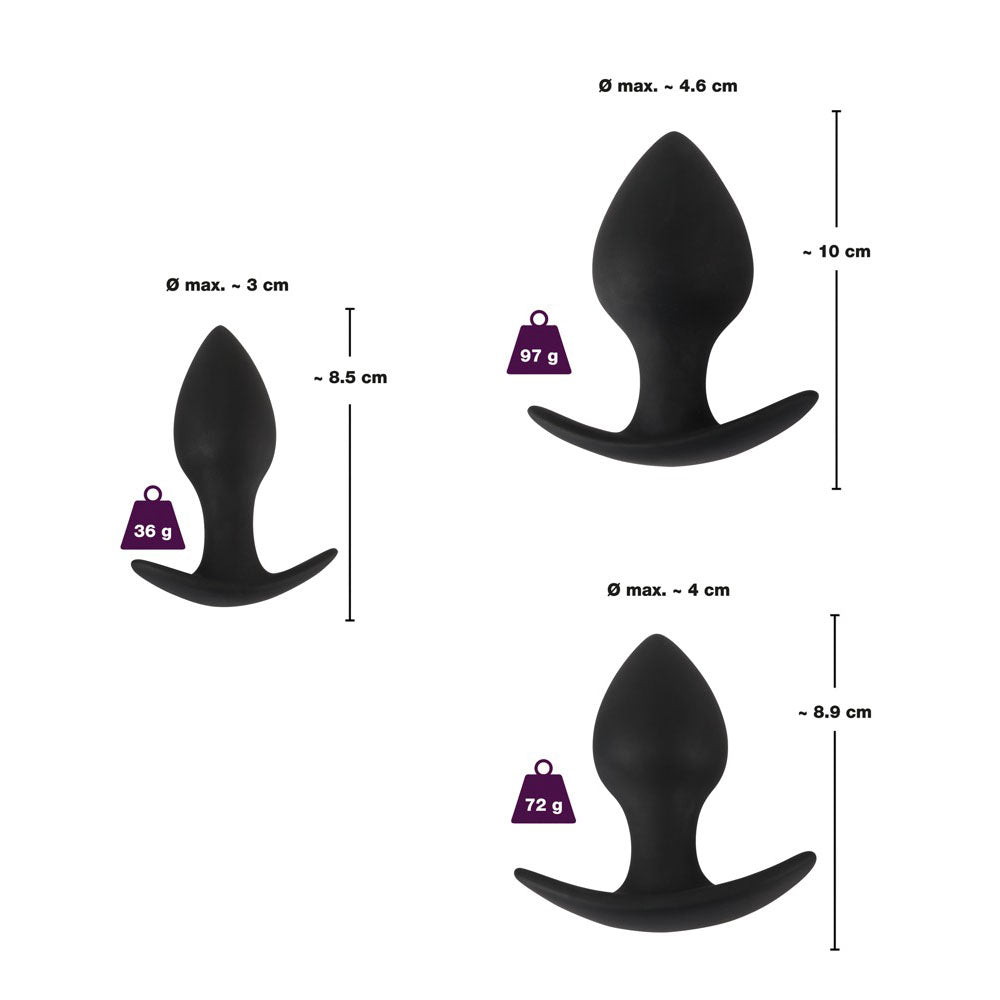 Velvet Bliss Black Silicone Anal Training Set Three Sizes