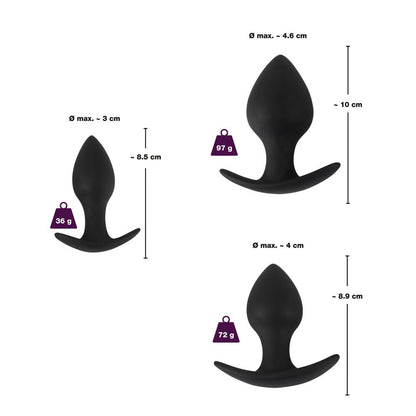 Velvet Bliss Black Silicone Anal Training Set Three Sizes