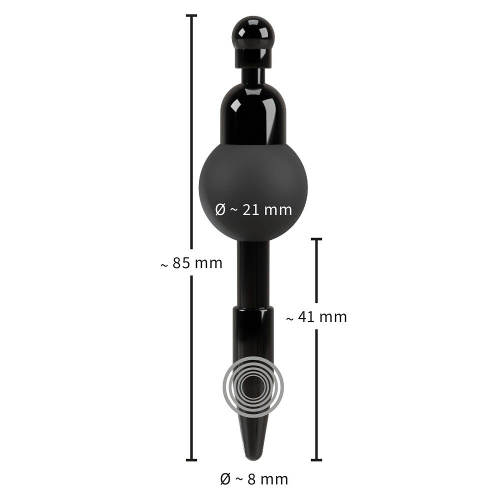 PENISPLUG Black Vibrating Penis Plug with Tapered Design