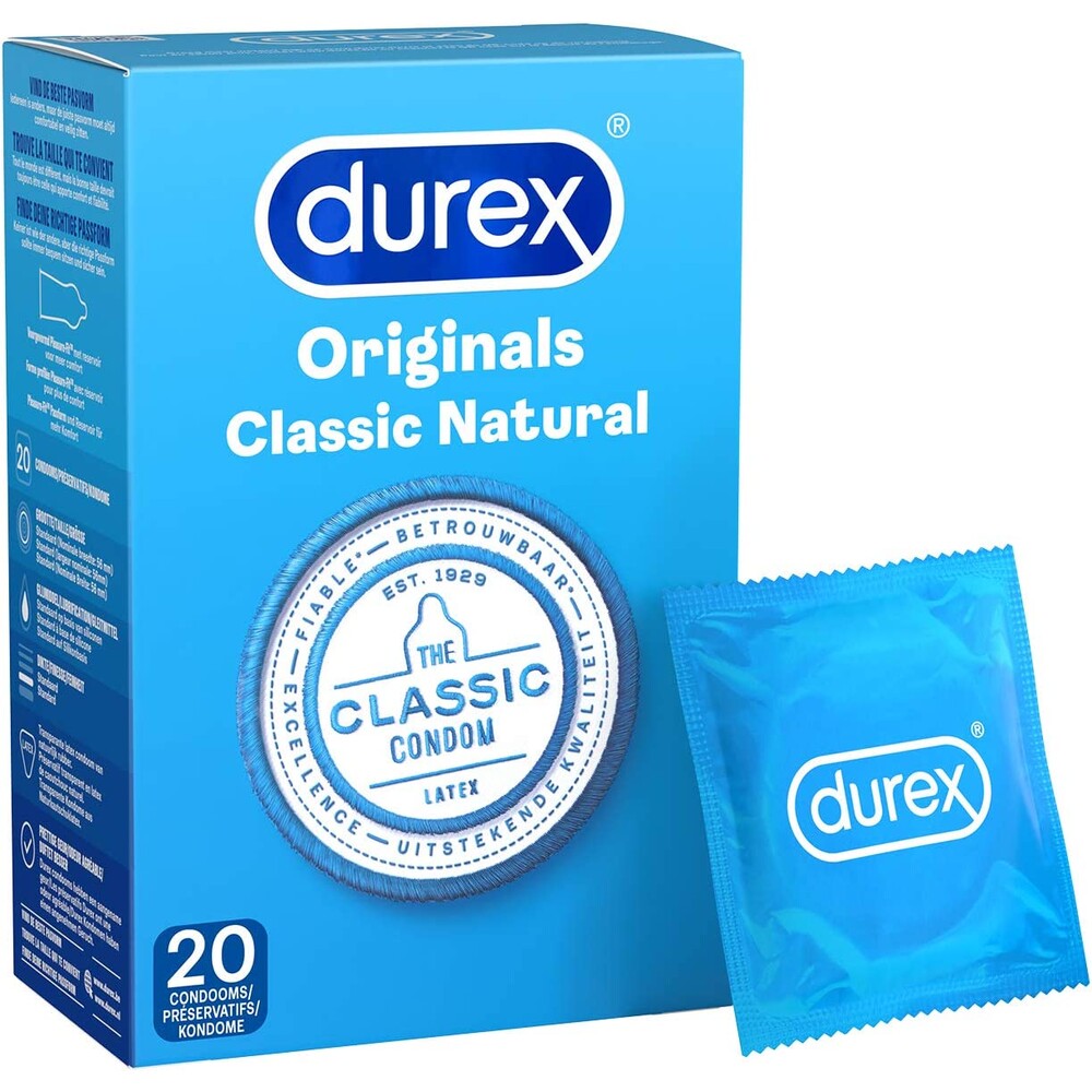 Durex Classic Natural Latex Condoms Transparent 20 Pack