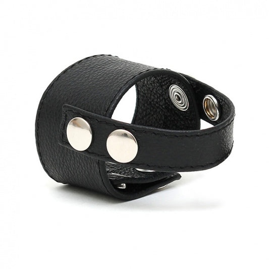 Rimba Black Leather Adjustable Cock Ring Strap for Comfort