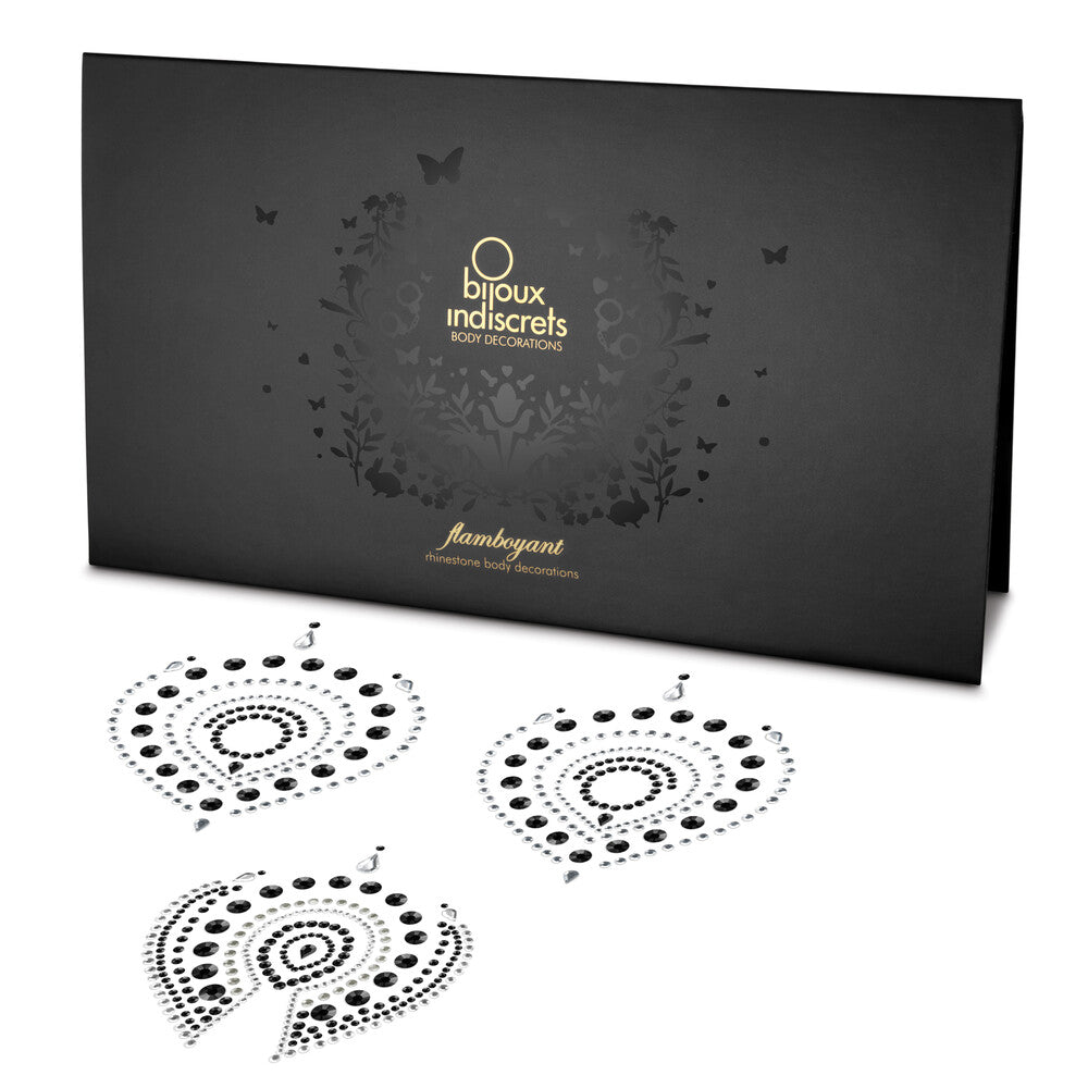 Bijoux Indiscrets Flamboyant Rhinestone Black Silver Jewellery with box