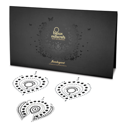 Bijoux Indiscrets Flamboyant Rhinestone Black Silver Jewellery with box