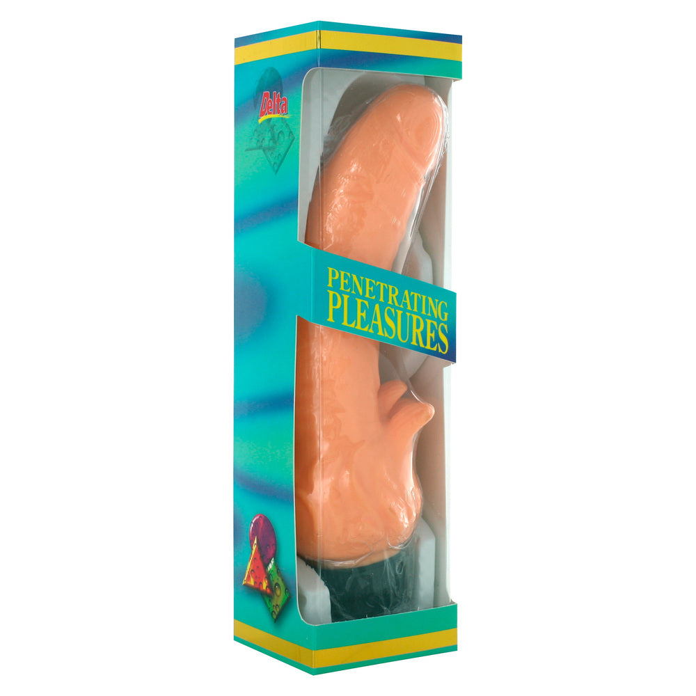 Sensation Bliss Pink Vinyl Vibrator with Clitoral Stimulator