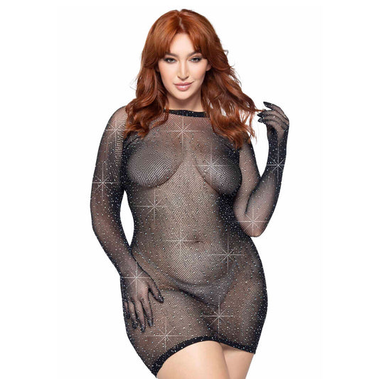 Leg Avenue Rhinestone Fishnet Mini Dress UK Sizes 14 to 18