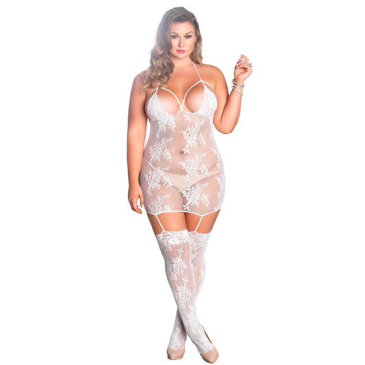 Leg Avenue Black Strappy Lace Suspender Dress UK Size 16-18