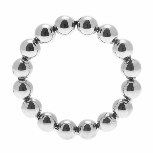 Meridian Silver Stainless Steel Beaded Cock Ring ML