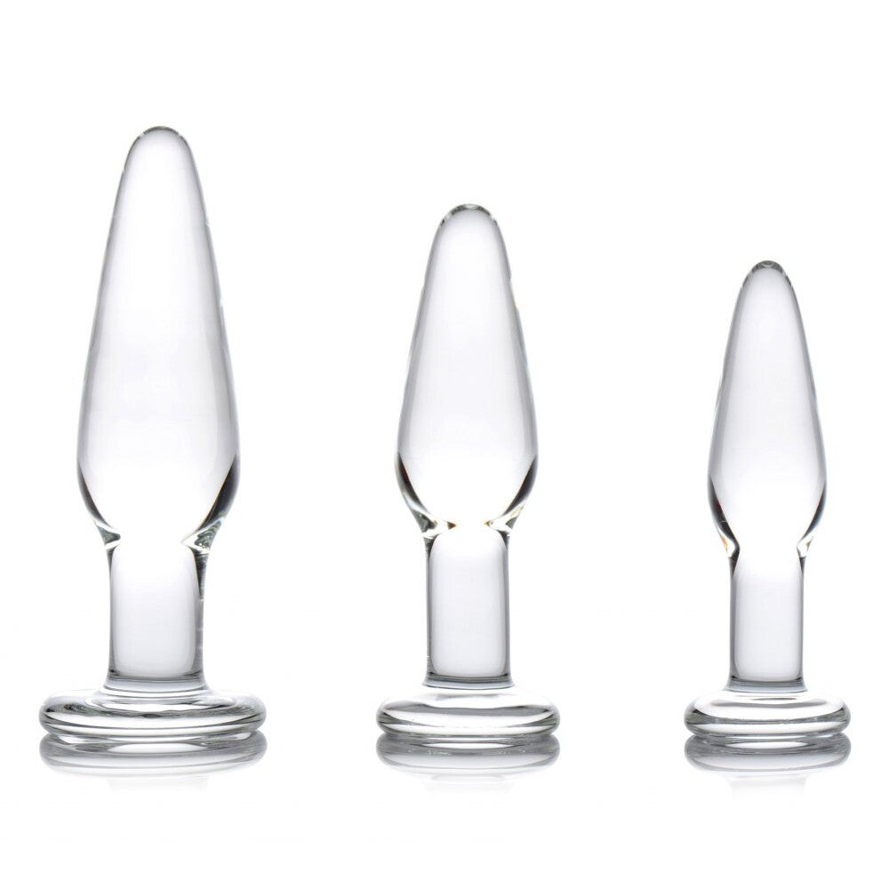 Dosha Clear Glass Anal Plug Kit with Graduated Sizes