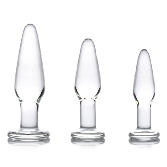 Dosha Clear Glass Anal Plug Kit with Graduated Sizes