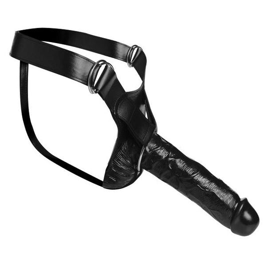Master Series Black Hollow Strap On 10 Inch Dildo Harness