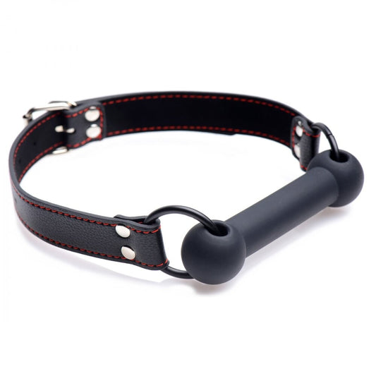 Strict Red Stitched Black Silicone Bit Gag