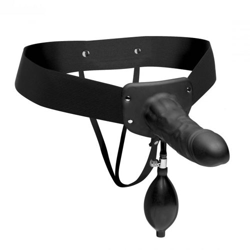 Silicone Pumper Black Inflatable Hollow Strap-On