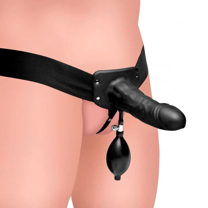 Silicone Pumper Black Inflatable Hollow Strap-On