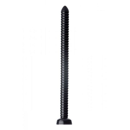 Hosed Black 19 Inch Ribbed Anal Snake Dildo with Suction Base