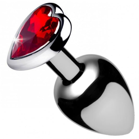 Booty Sparks Red Medium Heart Anal Plug with Gem