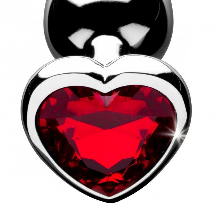 Booty Sparks Red Medium Heart Anal Plug with Gem