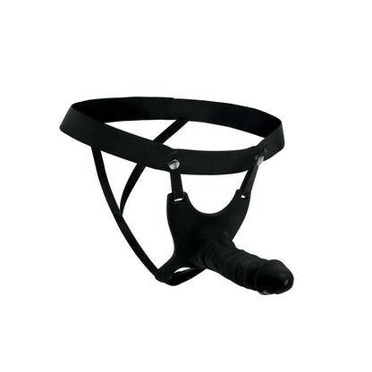 Size Matters Black Hollow Silicone Dildo Strap-On with Cum Thru Tip
