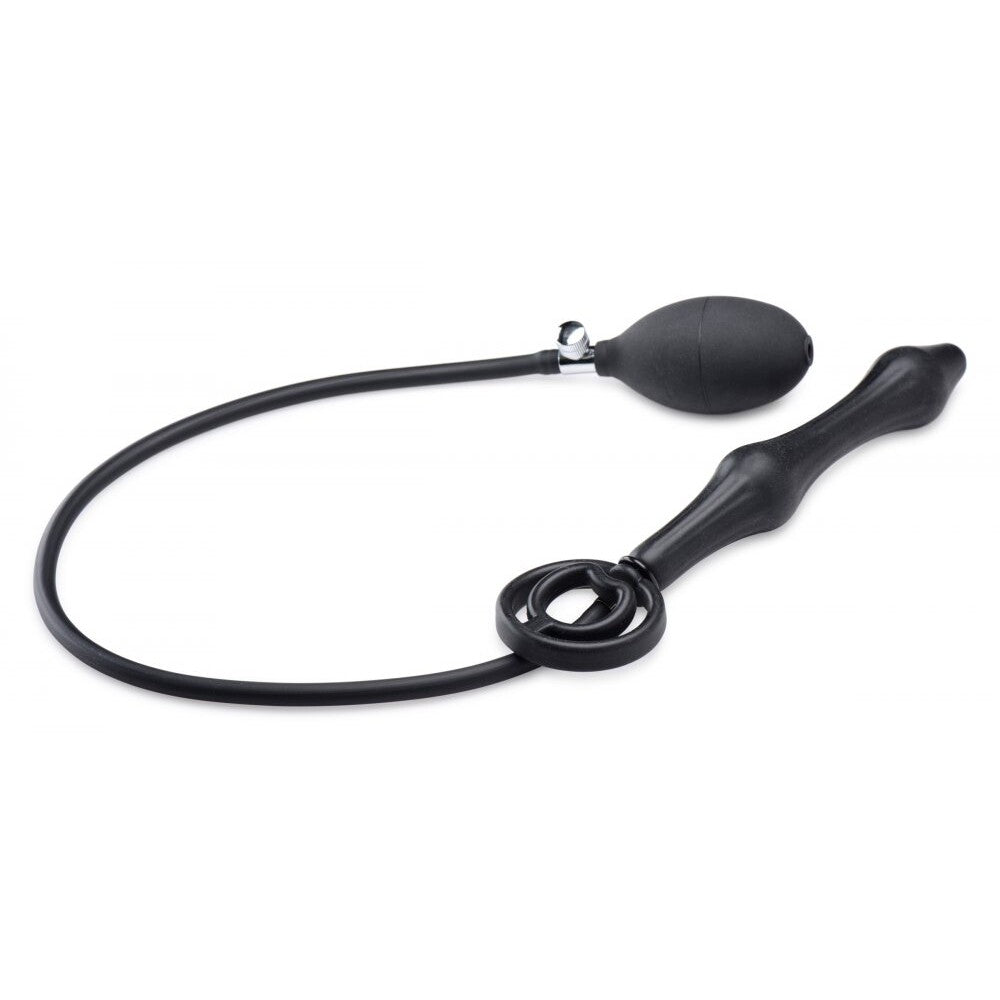 Master Series Black Inflatable Anal Plug with Cock Ring