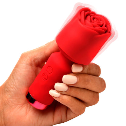 XR Bloomgasm Red Mini Magic Wand with Flexible Neck and Removable Rose Attachment