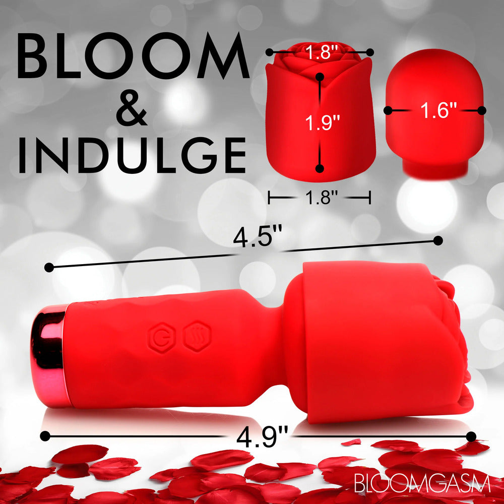 XR Bloomgasm Red Mini Magic Wand with Flexible Neck and Removable Rose Attachment