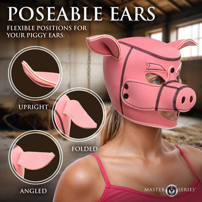 Master Series Pink Swine Neoprene Hood with Muzzle and Ears