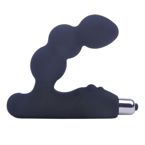 Silicone Black Prostate Massager with Vibrating Bullet