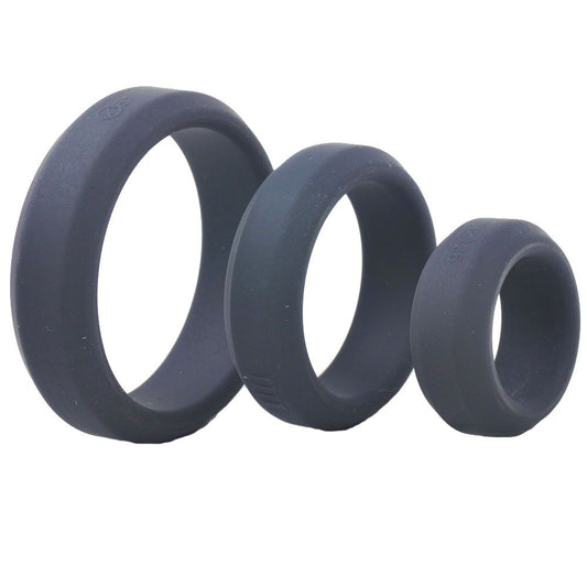 Premium Silicone Triple Black Cock Rings 1", 1.5", 1.75"