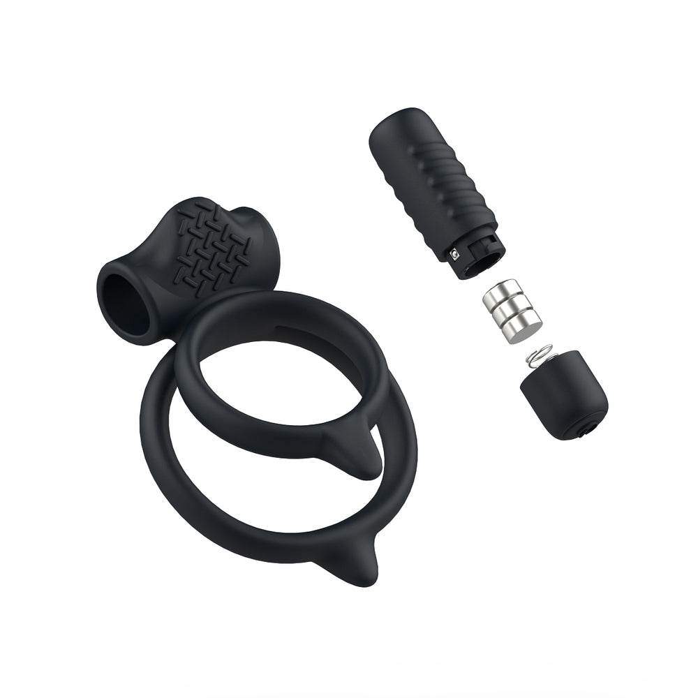 bswish Black Massaging Dual Cock Ring with Strong Vibrations