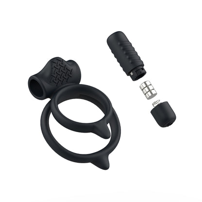 bswish Black Massaging Dual Cock Ring with Strong Vibrations