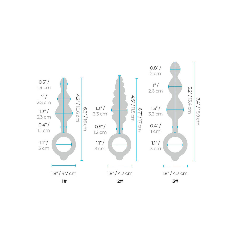 B-Vibe Beaded Butties Butt Plug Bundle Sizes