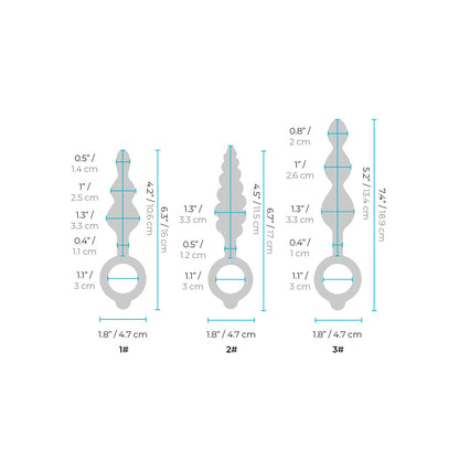 B-Vibe Beaded Butties Butt Plug Bundle Sizes