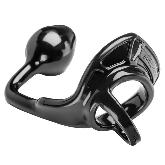 Perfect Fit Black Silicone Armour Tug Lock Medium Cock Ring