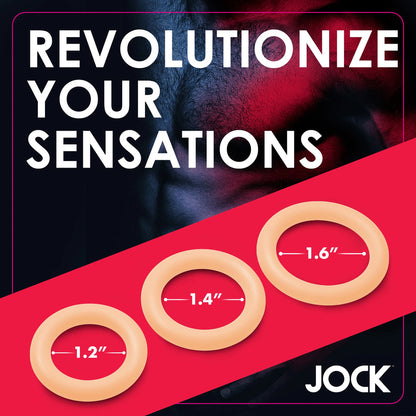 Jock Discreet Silicone Cock Ring Set in Skin Tone - 3 Sizes