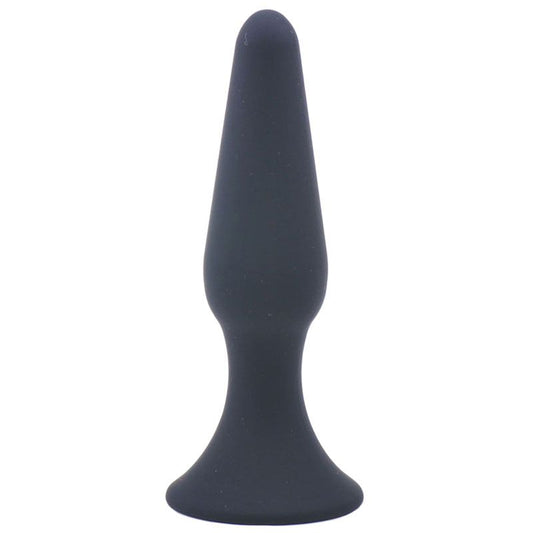 Silicone Pleasure Plug Medium Black Anal Toy for Control