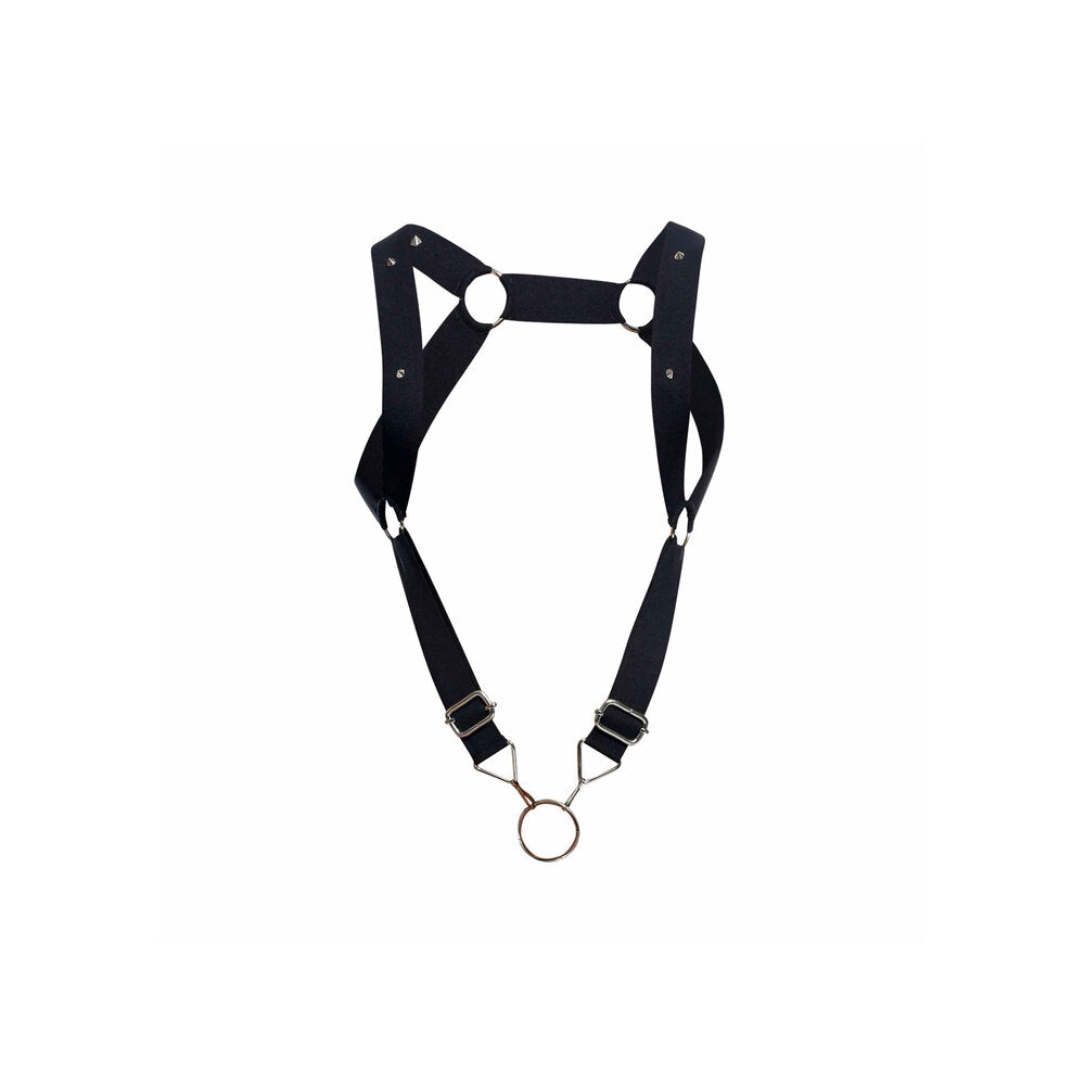 Male Basics Black Dungeon Straight Back Harness with Cockring