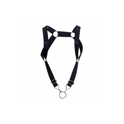 Male Basics Black Dungeon Straight Back Harness with Cockring