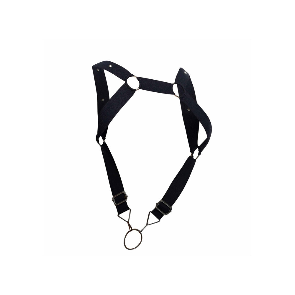 Male Basics Black Dungeon Straight Back Harness with Cockring