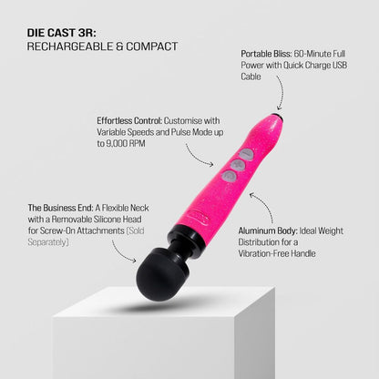 Doxy Hot Pink Rechargeable Die Cast Wand Extra Powerful Massager